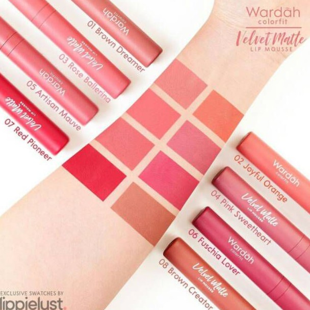 Wardah ColorFit Velvet Matte Lip Mousse dengan 14 warna varian