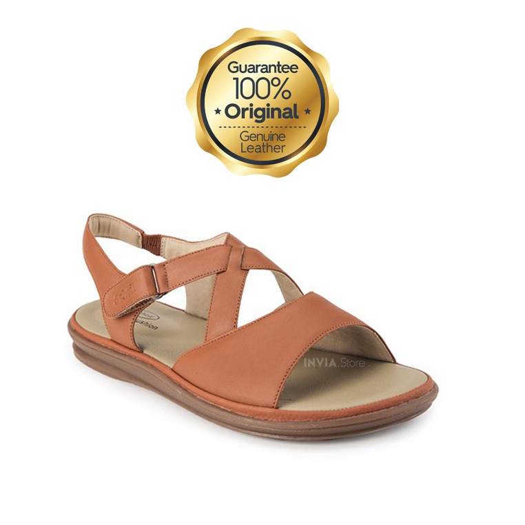 SCHOLL E2 Tan | Sepatu Sandal Memory Cushion 100% Original | Sendal Kulit Asli Genuine Leather