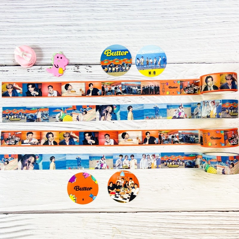 Stiker Kertasselotip Washi Gambar BTS Butter Concept Edisi 2 Untuk Handbook