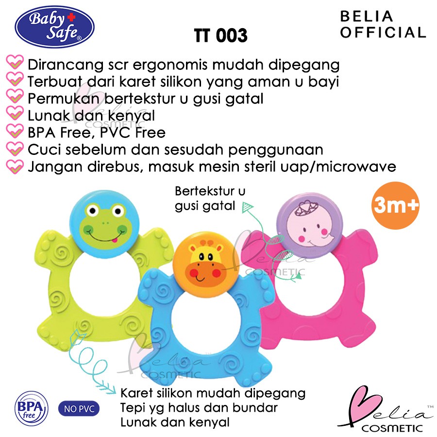 ❤ BELIA ❤ BABY SAFE Cooling Teether, Easy Grip Teether TT 001 002 003 004 005 | gigitan bayi