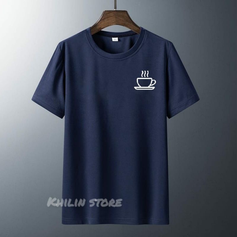 Kaos distro pria lengan pendek baju atasan pria Secangkir kopi Tshirt lelaki Cod