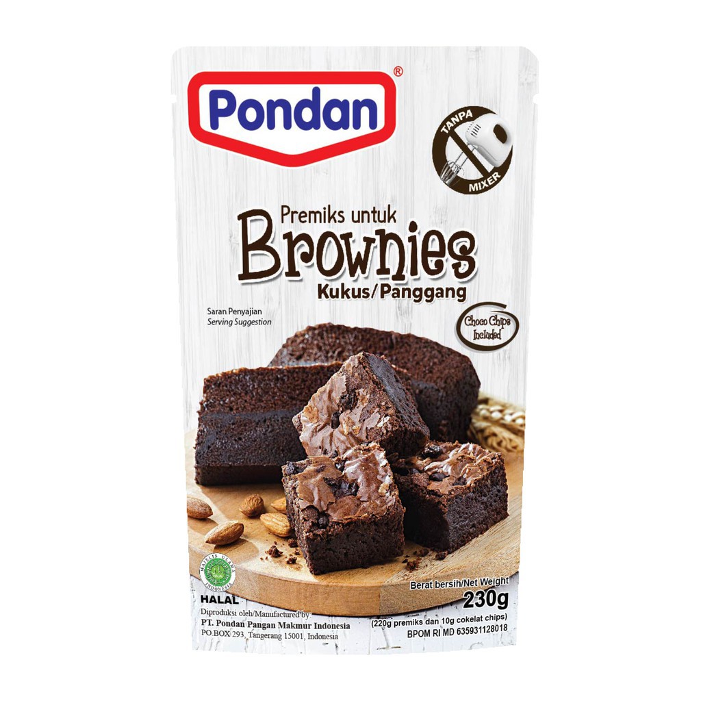 

Pondan Brownies Kukus 230g - Brownies Standing Pouch - brownis kukus panggang