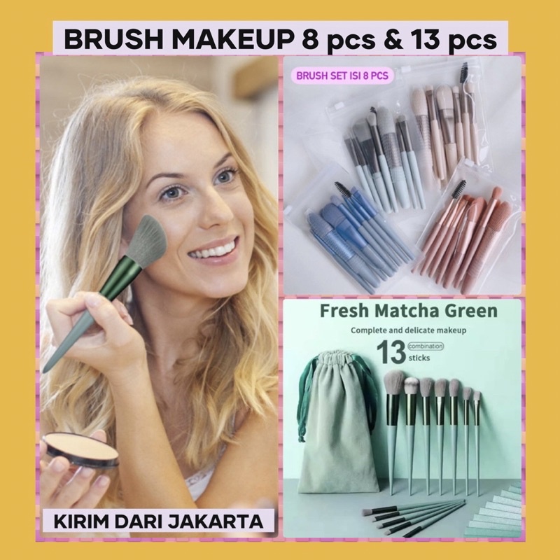 Bisa COD Set Brush Makeup 8 in 1 Set Brush Makeup 13 in 1 Kuas Make up 8in1 Kuas Make up 13in1 Makeup Tools Eyeshadow Blush on Contour