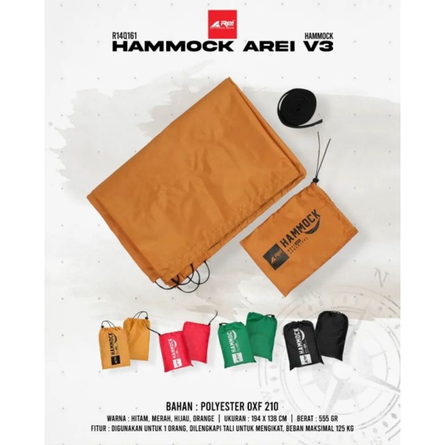 Hammock Single V3 || tempat tidur gantung ORIGINAL AREI OUTDOORGEAR