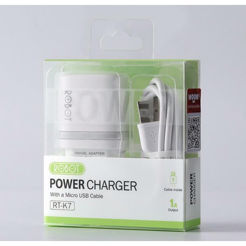 CHARGER ROBOT RT K7 MICRO USB 5V 1A ORIGINAL 100% ROBOT FIREPROOF CHARGER