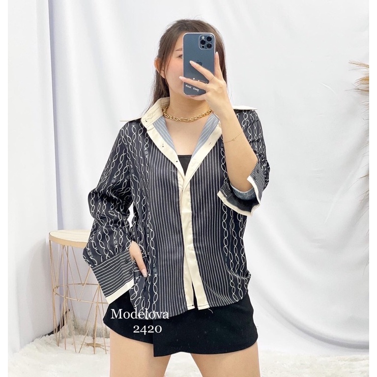 MDLV ~ 2420 Nedella Hidden Button Shirt Kemeja Premium Kemeja Korea Kemeja Import Blouse Premium Blouse Korea Blouse Import Fashion Import