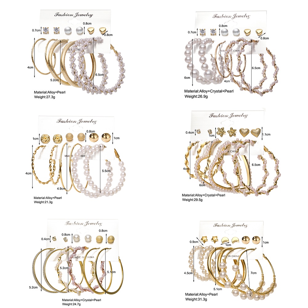 IFYOU 2021 New Fashion Pearl Earrings Set Elegant Ladies Crystal Gold Earrings Women Jewelry Accessories