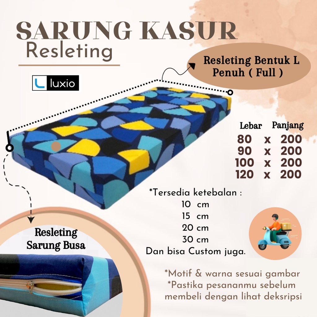 Sarung Busa Davinci 80x200 - 120x200 Sarung Busa Resleting Letter L Sarung Kasur Busa Resleting Spre