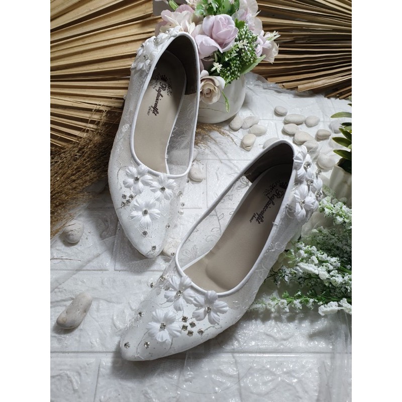 sepatu maisa putih sepatu wedding cantik 7cm hak tahu