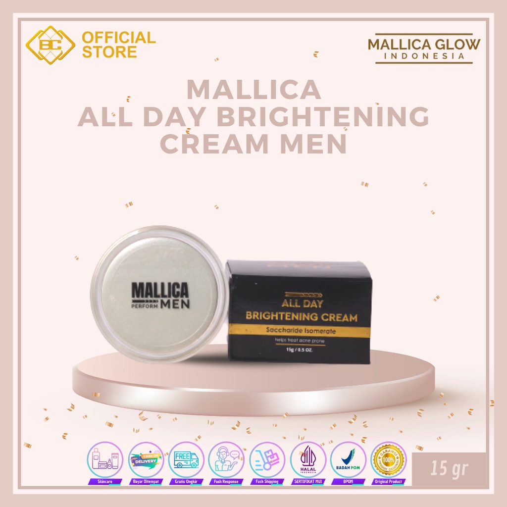 [Bakung Cosmetics] Mallica Glow Cream All Day Brightening/ Skincare/ Perawatan Kulit Wajah Pria (COD)