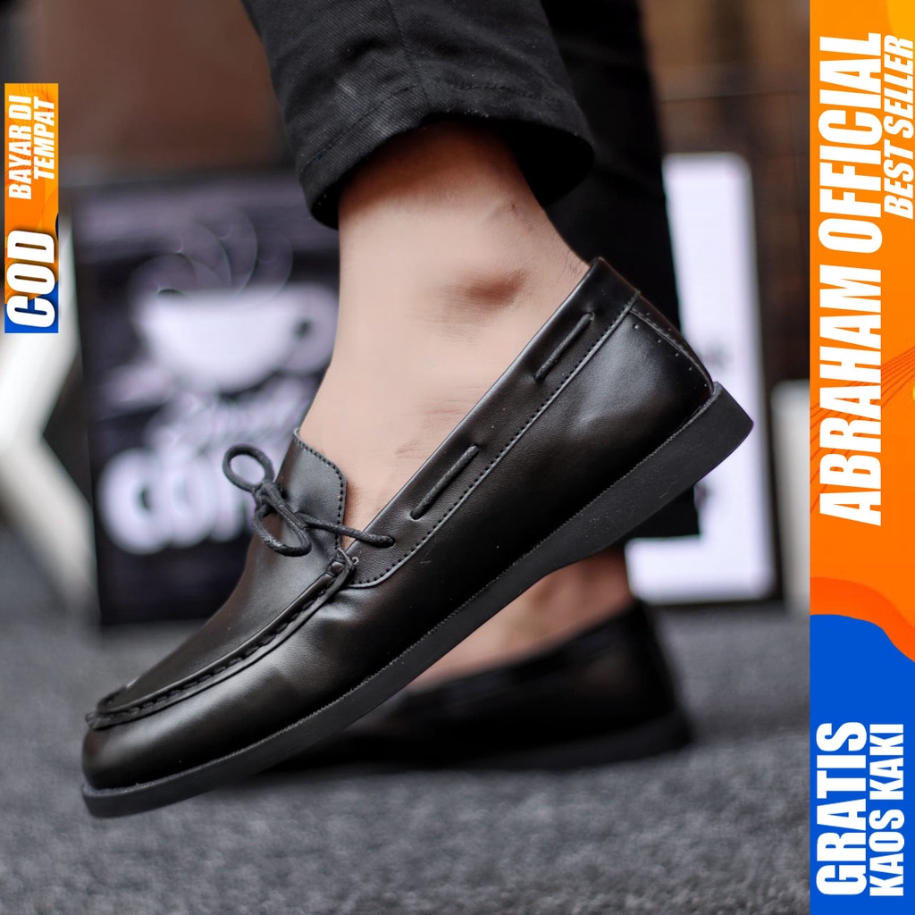 ABRAHAM Elbrow Sepatu Formal Casual Pantofel Kerja Hitam- Coklat