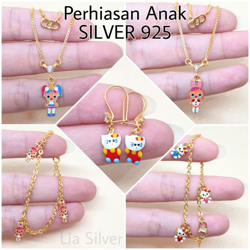 Kalung &amp; Gelang Tangan Anak SILVER 925 / Perak Lapis Emas Kuning