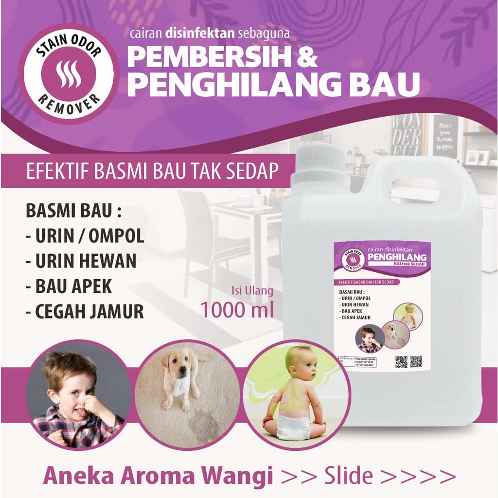Pembersih Noda Dan Penghilang Bau Kencing Pipis Bayi, Hewan, Bau Tak Sedap Aroma Wangi Kemasan 1 Liter Jerigen
