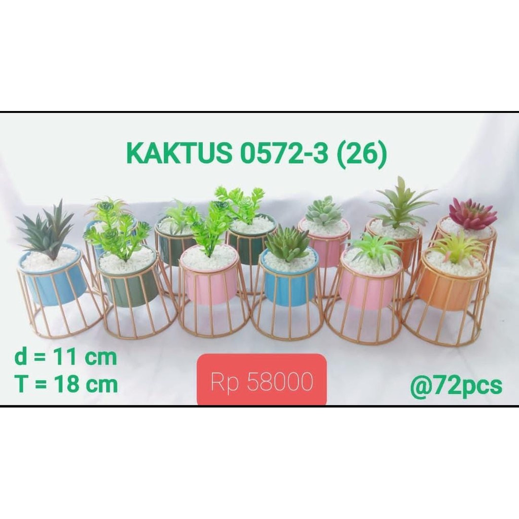 

kaktus artificial 0572-3 26 pot keramik dudukan besi