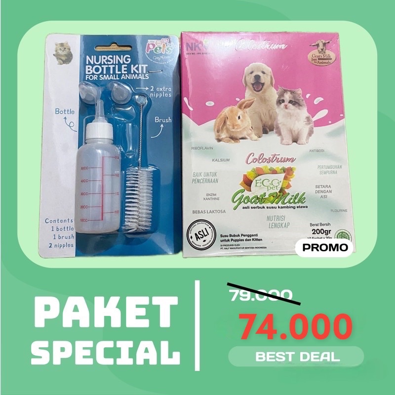 PAKET BUNDLE DOT SUSU 50ml - ECOPET GOAT MILK COLLOSTRUM KUCING ANJING