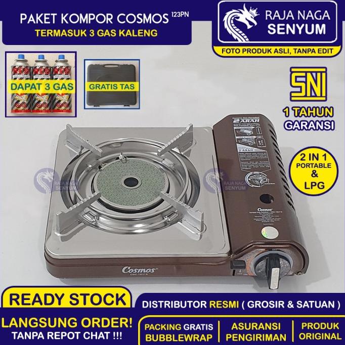 PAKET KOMPOR PORTABLE 3 GAS PORTABEL 1 TUNGKU LPG COSMOS 123P MURAH