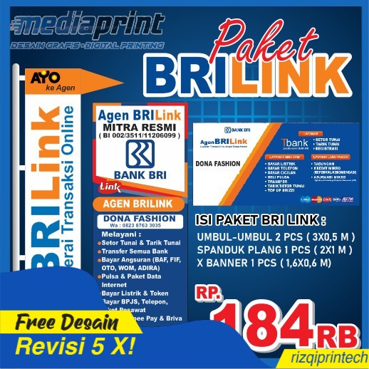 PAKET LENGKAP BRI LINK / BNI 46 / MANDIRI SPANDUK BANNER / X BANNER / BENDERA UMBUL UMBUL