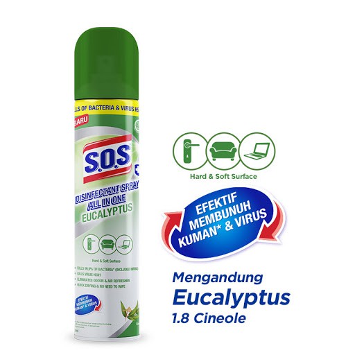 SOS Disinfectant Spray Eucalyptus 250ml S.O.S