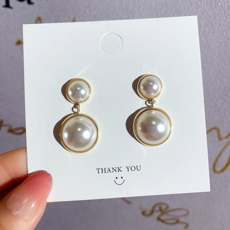 Anting Tusuk Gantung Bahan Sterling Silver 925 Desain Geometri + Mutiara Gaya Retro Untuk Wanita