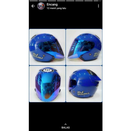 KYT DJ MARU SOLID BLUE+VISOR VENOM IRIDIUM