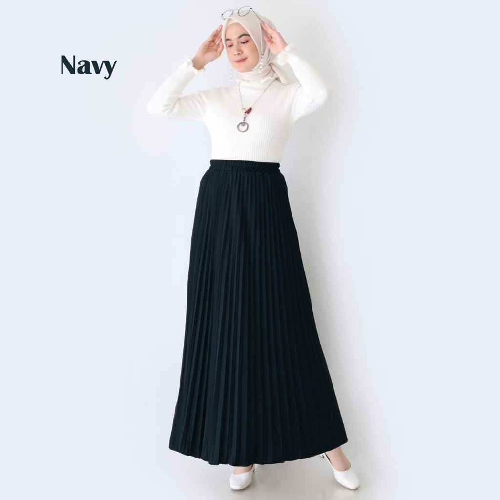 Rok Plisket - Rok  Wanita Bahan Premium ( Varian 1 )-NAVY