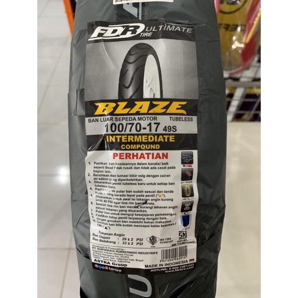 Ban Luar FDR BLAZE 100/70 - 17 - 49 S