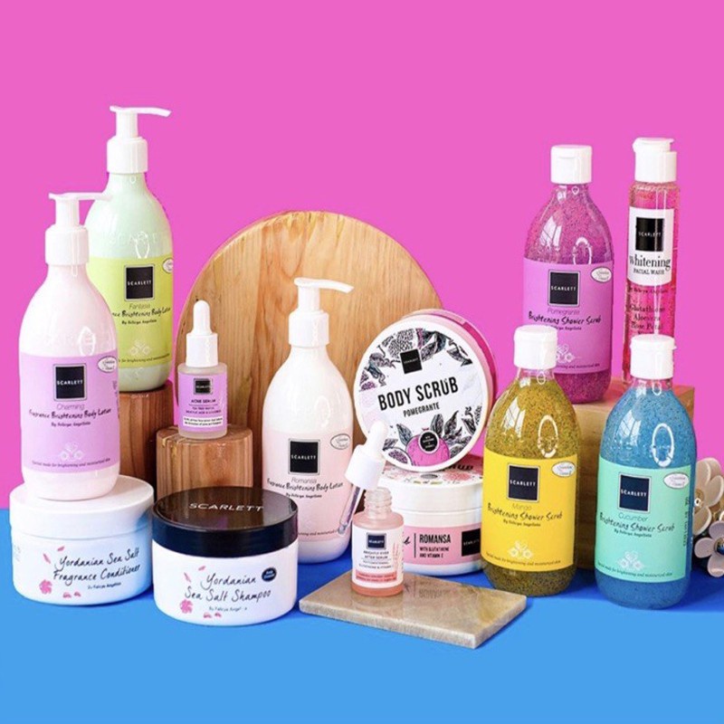 READY Scarlett Whitening Scarlet Paket Lengkap Serum Cream Original Body Lotion Scrub shampo scarlet