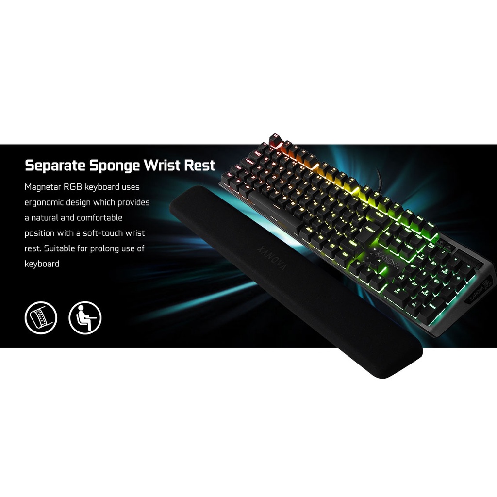 GALAX XANOVA Magnetar RGB XK700 - Mechanical Gaming Keyboard - Free Wrist Rest