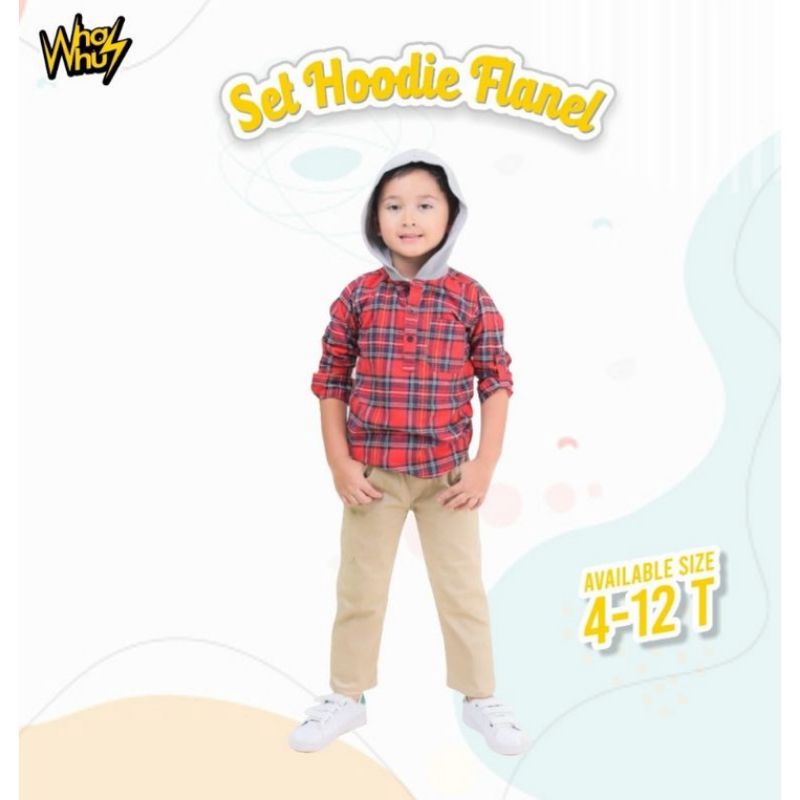 Afsheenastore Hoodie Flanel By Whaz Whuz / Setelan Kemeja Flanel Anak