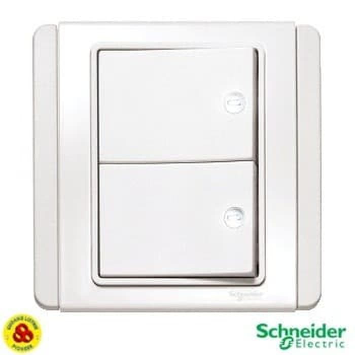 SAKLAR DOUBLE NEO E3032H1_EWWW 2G 1W LED WHITE SCHNEIDER