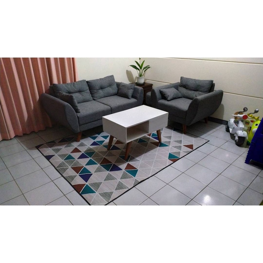 DISKON Obras panjang KARPET MALAYSIA 195CMX220CM Karpet kualitas premium motif Segitiga Abu karpet lantai Karpet Rumah Tangga European Style Minimalis Modern Ukuran Jumbo