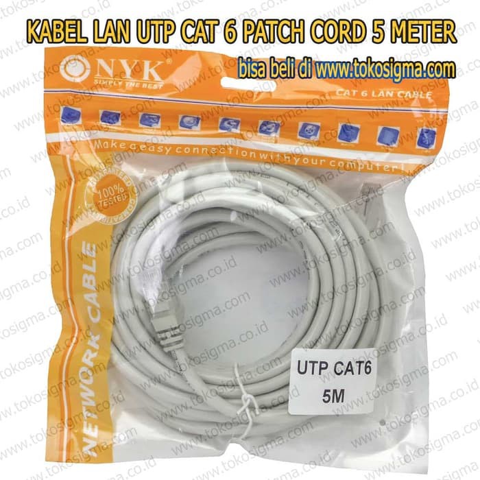 KABEL LAN 5 Meter cat6 INTERNET NETWORK PATCH CORD CAT 6 UTP RJ-45 NYK