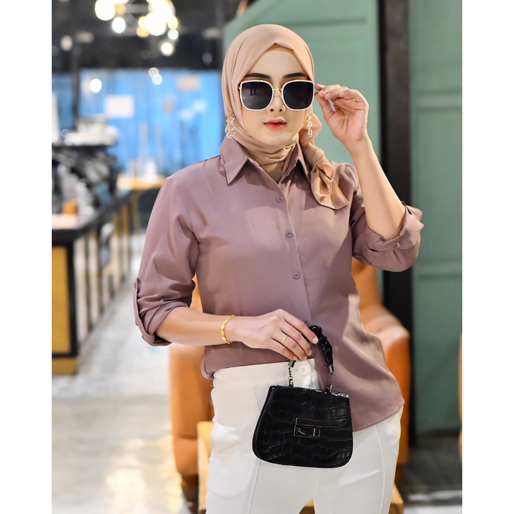 ATASAN KEMEJA POLOS BASIC SHAKILA LENGAN SCODER/AUREL TOP