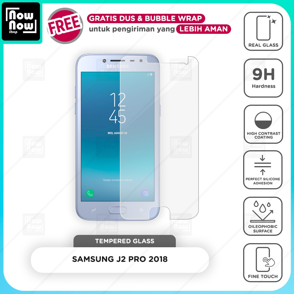 Tempered Glass Anti Gores Samsung J2 Pro 2018 Screen Guard Protector 9H Kaca Temperglass