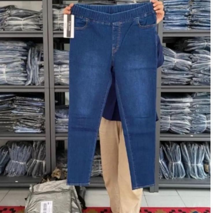Penjualan Terbanyak.. PROMO TERMURAH JEANS EXTRA JUMBO WANITA/FULL PINGGANG KARET/ LEVIS PINGGANG KA
