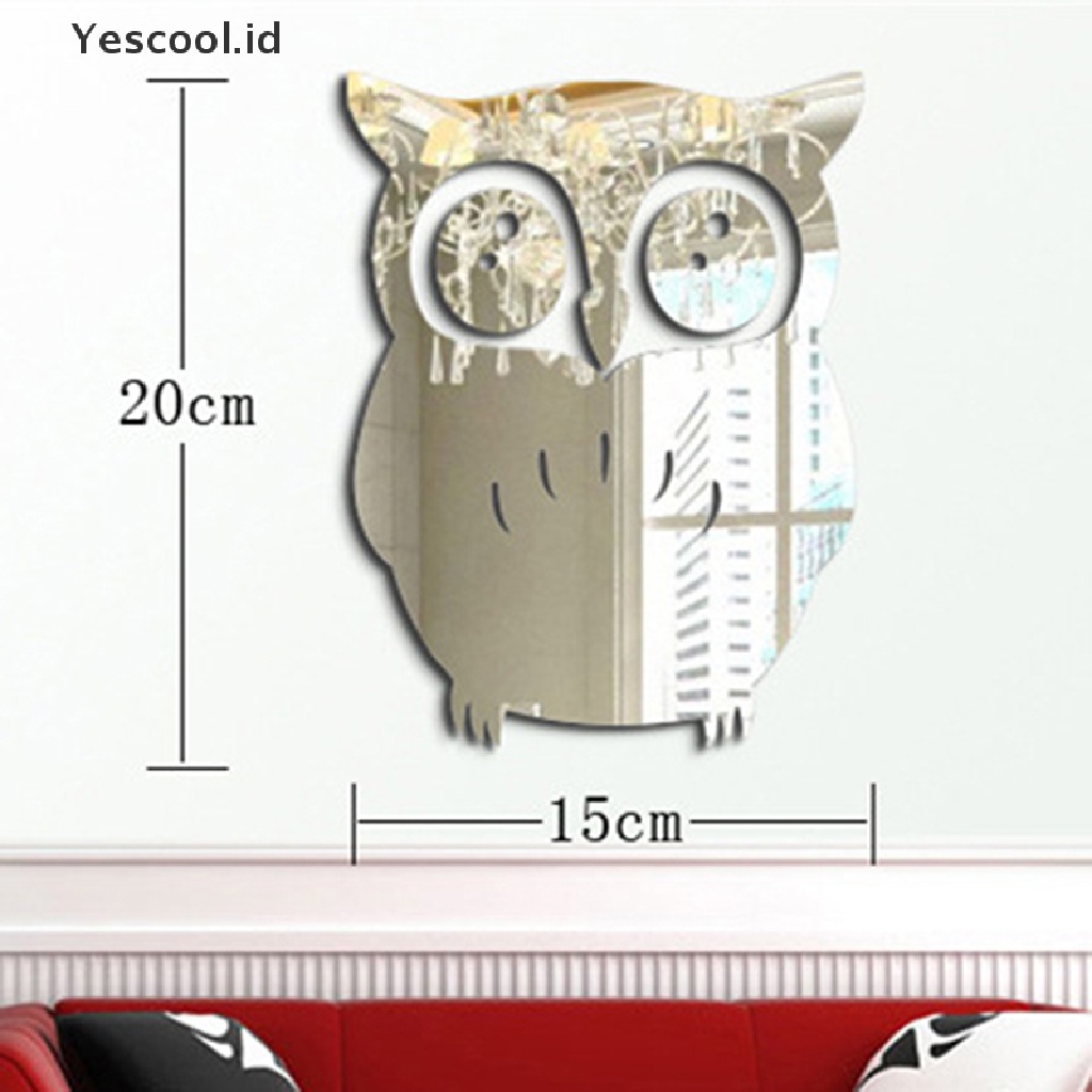 【Yescool】 3d owl art mirror decal vinyl mural wall stickers home decor removable diy .