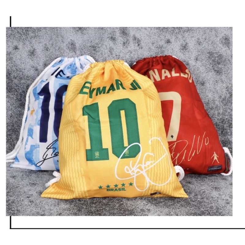 Tas Serut Bola Motif Pemain Sepakbola Messi Ronaldo Neymar Brazil Argentina Spanyol Portugal Jerman 