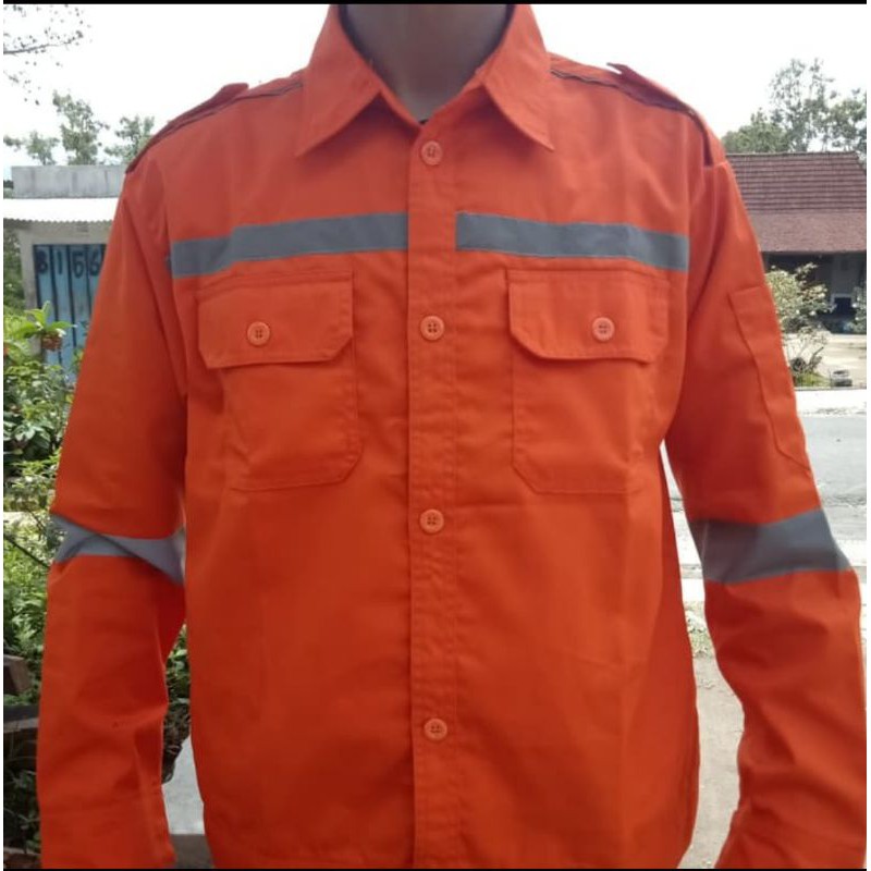 BAJU SERAGAM KERJA SAFETY LENGAN PANJANG 

