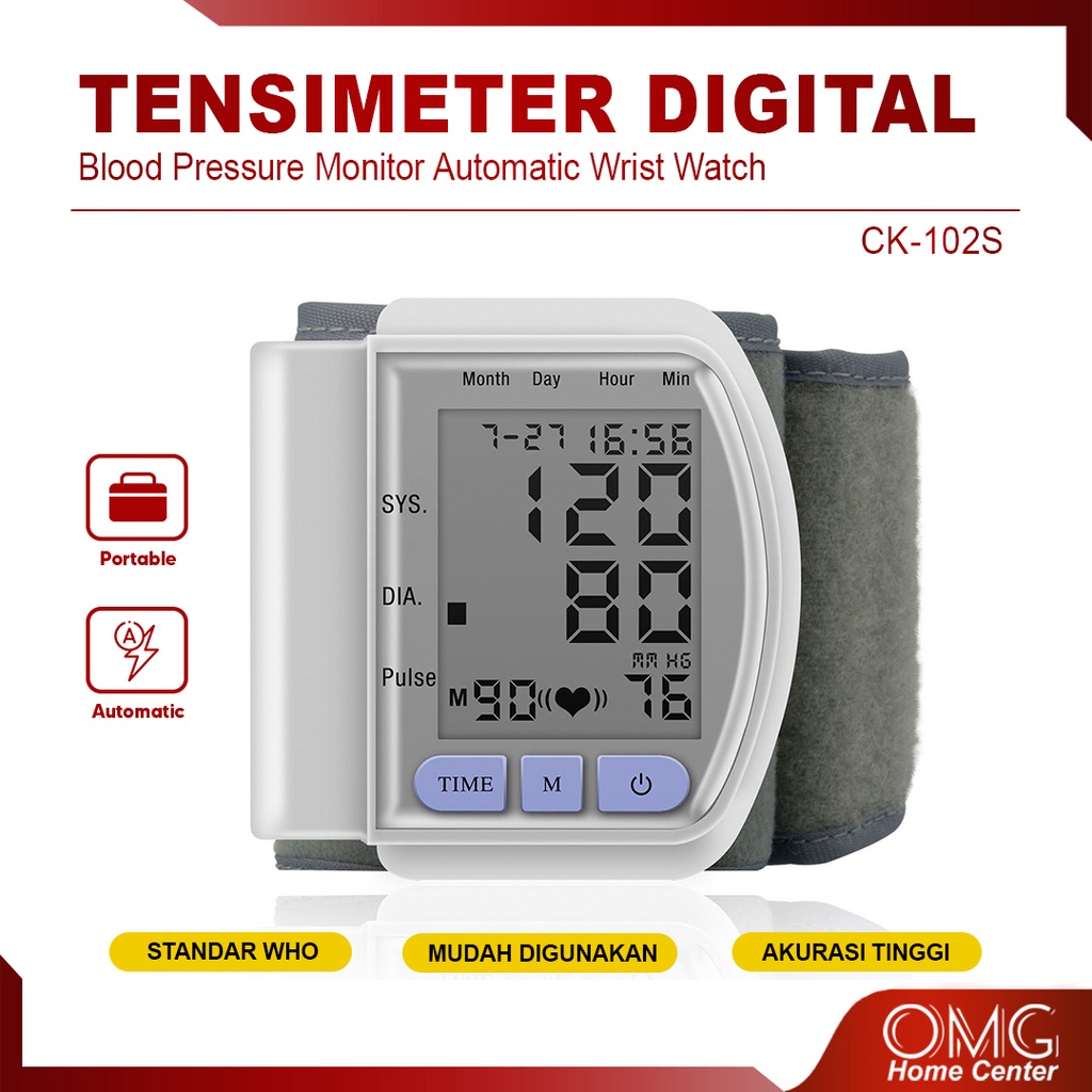 TENSIMETER DIGITAL PERGELANGAN TANGAN Pengukur Tekanan Tensi Darah LCD Display Portable Blood Pressure Monitor Elektrik