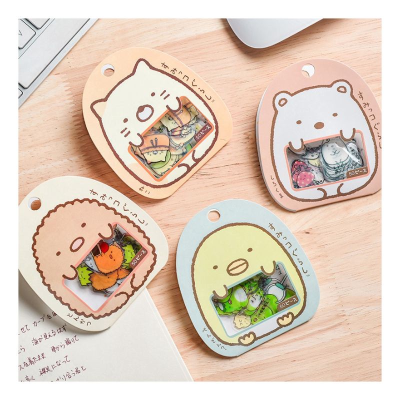 

50 PCS STICKER SUMIKKO GURASHI TRANSPARENT / STIKER PLASTIK TRANSPARAN AESTHETIC LUCU KOREA