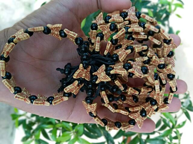 (Paket Usaha) 1gross Gelang Mute Cokelat Aneka Motif Harga Grosir