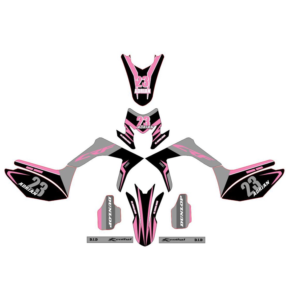 Decal CRF 150 Full Body Stiker Full Body Honda  CRF 150  PINK Abu-Abu