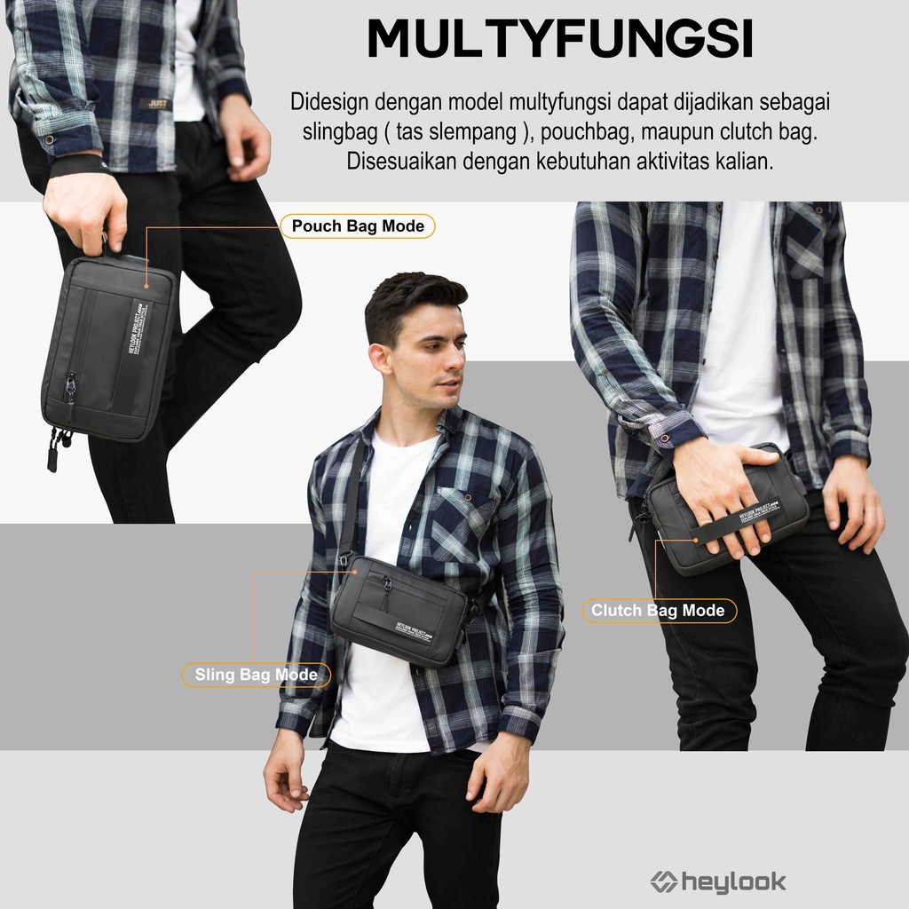 Tas Tangan Pria Waterproof Dompet Tangan Original Cluth High Class Bisa Selempang Tas Multifungsi 2 In 1 Sling Pouch Anti Air Premium