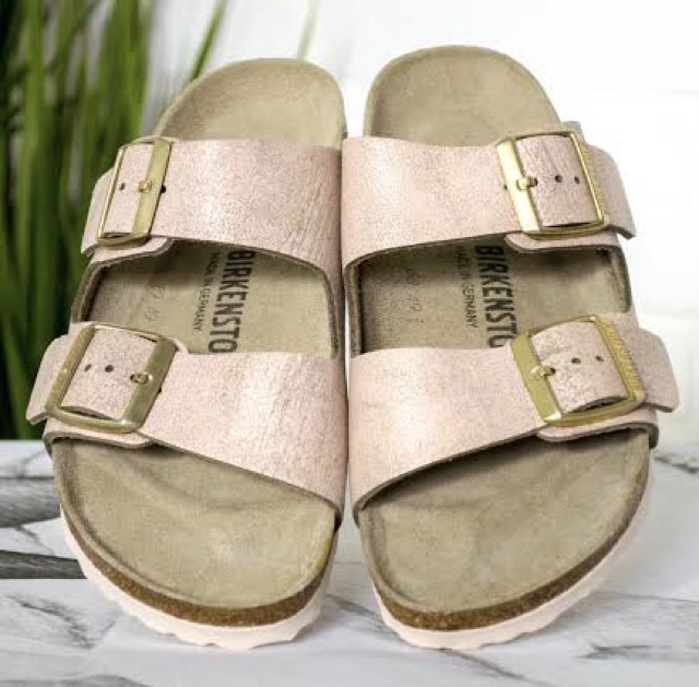 washed metallic rose birkenstock