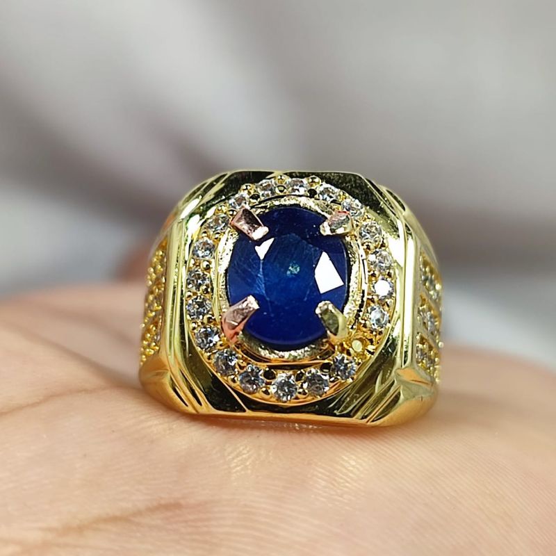 CINCIN BATU BLUE SAFIR ASLI NATURAL IKATAN PERAK BANGKOK 926