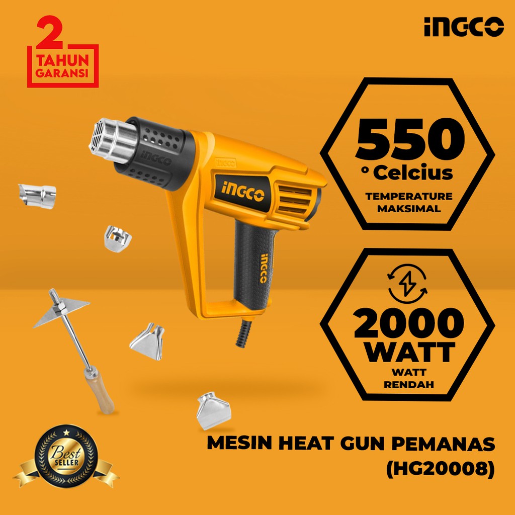 (INGCO) - Heat Gun Heatgun Hot Air Gun Pemanas Angin Ingco HG20008