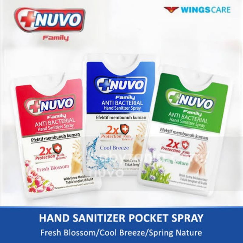 Nuvo Hand Sanitizer Pocket Spray 18ml - Tersedia pilihan aroma