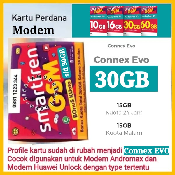 Order Langsung Kartu Smartfren 4G Perdana Khusus Modem Huawei &amp; Andromax - 30GB - EVO 30GB Diskon