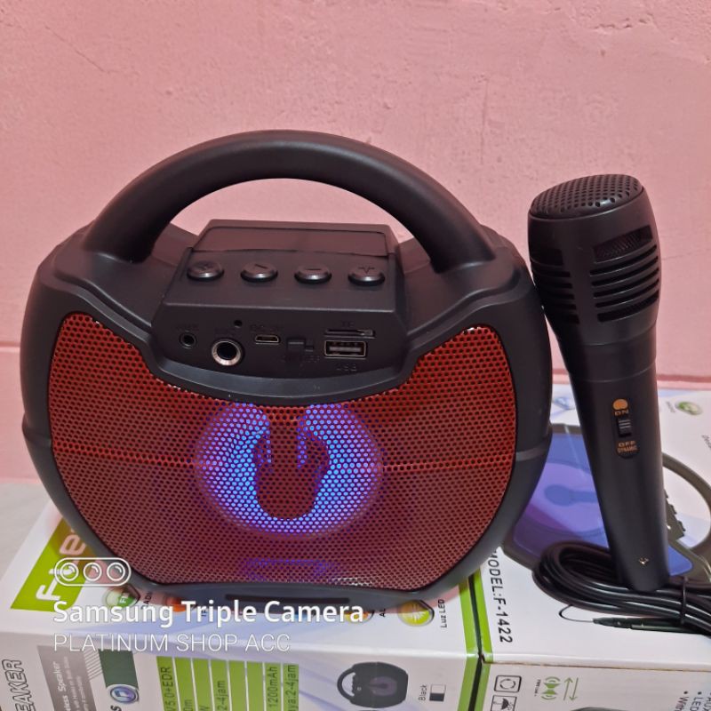 SPEAKER WIRELESS BLUETOOTH FLECO F1422 BONUS MIC KARAOKE/SALON AKTIF PORTABLE RADIO FM MP3