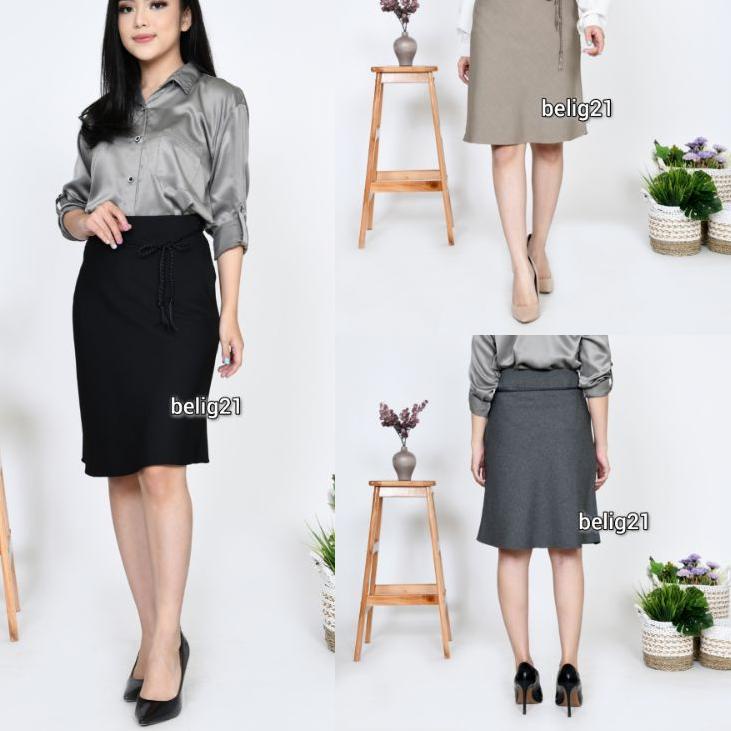 ☎ Rok Pendek Wanita Model a / Rok Kerja Hitam Bahan Polos / Rok Kantor Formal line a / Rok ⅎ